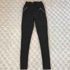 Streetwear Society Stripped Black And White Skinny Straight Leg Pants